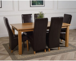 That's Furniture Oslo 180 X 90 Cm Large Oak Dining Table And 6 Chairs Dining Set With Lola Brown Leather Chairs - thumbnail 3