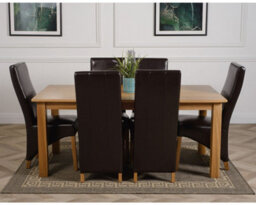 That's Furniture Oslo 180 X 90 Cm Large Oak Dining Table And 6 Chairs Dining Set With Lola Brown Leather Chairs - thumbnail 2