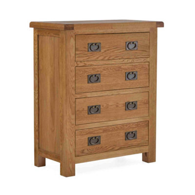 Zelah Oak 4 Drawer Chest Fully Assembled - By Roseland Furniture - image 1