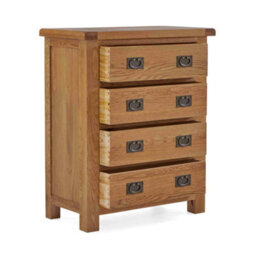 Zelah Oak 4 Drawer Chest Fully Assembled - By Roseland Furniture - thumbnail 3
