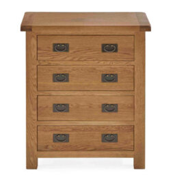 Zelah Oak 4 Drawer Chest Fully Assembled - By Roseland Furniture - thumbnail 5