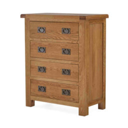 Zelah Oak 4 Drawer Chest Fully Assembled - By Roseland Furniture - thumbnail 7