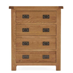 Zelah Oak 4 Drawer Chest Fully Assembled - By Roseland Furniture - thumbnail 4