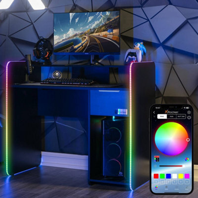 X Rocker Electra 110Cm Rgb Gaming Desk With Wireless Charging - Black - image 1