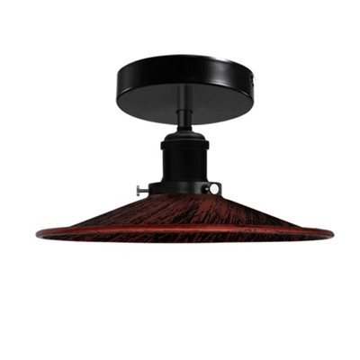 Vintage Ceiling Light Metal Rustic Red Shade E27 Base Lamp Holder Fitting Semi Flush Ceiling Lamp For Livingroom, Bedroom - image 1
