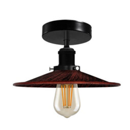Vintage Ceiling Light Metal Rustic Red Shade  E27 Base Lamp Holder Fitting Semi Flush Ceiling Lamp For Livingroom, Bedroom - thumbnail 3