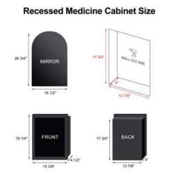 Keepreaper Sleek Metal Framed Arch Bathroom Mirror Cabinet Brushed Black 42X68 Wall Mounted Bathroom Cabinet - thumbnail 5