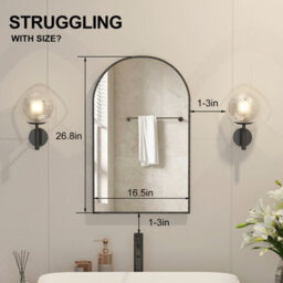 Keepreaper Sleek Metal Framed Arch Bathroom Mirror Cabinet Brushed Black 42X68 Wall Mounted Bathroom Cabinet - thumbnail 4