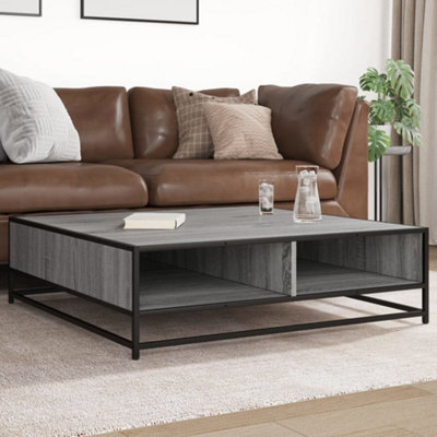 Walplus Coffee Table Grey Sonoma 100X100X30 Cm Engineered Wood And Metal - image 1