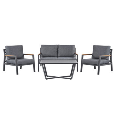 Beliani Garden Lounge Set With Table 4 Seater Delia Metal Grey - image 1