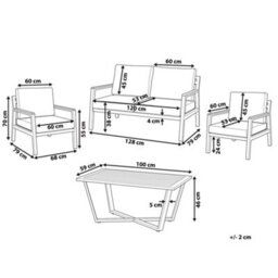 Beliani Garden Lounge Set With Table 4 Seater Delia Metal Grey - thumbnail 3