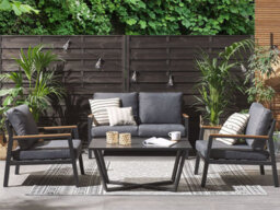 Beliani Garden Lounge Set With Table 4 Seater Delia Metal Grey - thumbnail 2