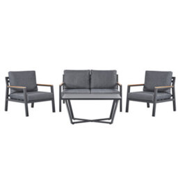 Beliani Garden Lounge Set With Table 4 Seater Delia Metal Grey - thumbnail 1