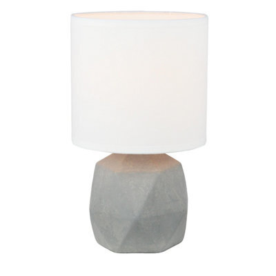 First Choice Lighting Wilson - Concrete Lamp With White Fabric Shade - image 1