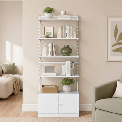Yaheetech 4-Tier Bookcase With Adjustable Shelves And Bottom Cabinet, White - image 1