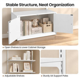 Yaheetech 4-Tier Bookcase With Adjustable Shelves And Bottom Cabinet, White - thumbnail 7