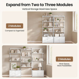 Yaheetech 4-Tier Bookcase With Adjustable Shelves And Bottom Cabinet, White - thumbnail 4
