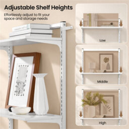 Yaheetech 4-Tier Bookcase With Adjustable Shelves And Bottom Cabinet, White - thumbnail 5