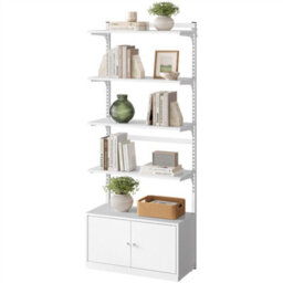Yaheetech 4-Tier Bookcase With Adjustable Shelves And Bottom Cabinet, White - thumbnail 2