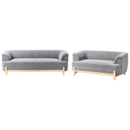 Wyld And Coco Aurahome 5-Seater Sofa Set - Dark Grey Polyester, Wooden Legs, 2-Seater + 3-Seater, Modern - thumbnail 4