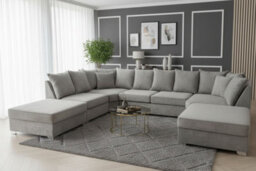 Stratus Interiors Easton Large U-Shaped Sofa In Soft Velvet Fabric - Spacious Modern Design Sofa (190 X 310 X 190 Cm) - thumbnail 1