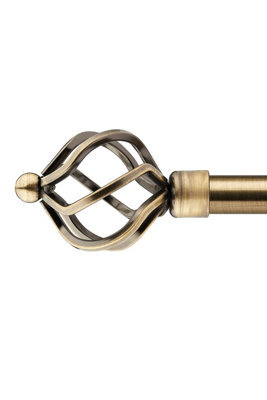 Unknown 16-19mm Cage Extendable Eyelet Metal Curtain Pole Set Brass 160-300Cm - image 1