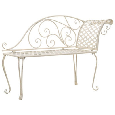 Berkfield Garden Chaise Lounge 128 Cm Metal Antique White - image 1