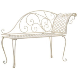 Berkfield Garden Chaise Lounge 128 Cm Metal Antique White - thumbnail 1