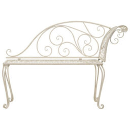 Berkfield Garden Chaise Lounge 128 Cm Metal Antique White - thumbnail 2