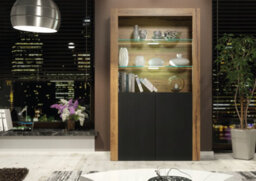 Spectrum Display Cabinet 170Cm Oak & Black Matt Doors And Led Lighting - Creative Furniture - thumbnail 6