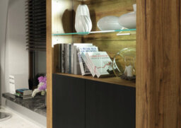 Spectrum Display Cabinet 170Cm Oak & Black Matt Doors And Led Lighting - Creative Furniture - thumbnail 7