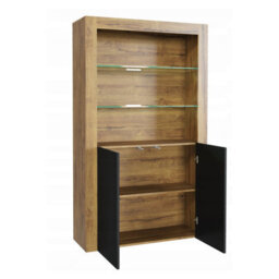 Spectrum Display Cabinet 170Cm Oak & Black Matt Doors And Led Lighting - Creative Furniture - thumbnail 9