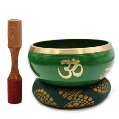 Serenityy Large Tree Of Life Singing Bowl Set, Green, 14 Cm With Cushion And Striker - image 1