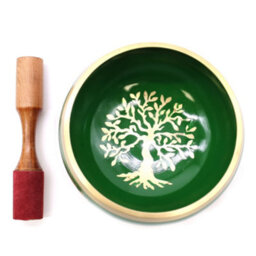 Serenityy Large Tree Of Life Singing Bowl Set, Green, 14 Cm With Cushion And Striker - thumbnail 2