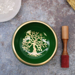 Serenityy Large Tree Of Life Singing Bowl Set, Green, 14 Cm With Cushion And Striker - thumbnail 3