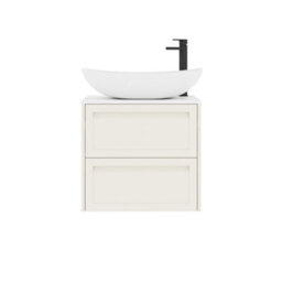 Royal Bathrooms Royal Bathroom Elmore 600mm Classic White Wall Mounted Bathroom Vanity Unit 2 Drawer Plain White Worktop With Cesar Basin - thumbnail 7