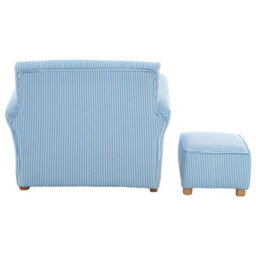 Premier Housewares Interiors By Premier Blue And White Stripe Rocker With Footstool For Kids, Velvet Stool, Adjustable Sofa Footstool, Ergonomic Sofa - thumbnail 3