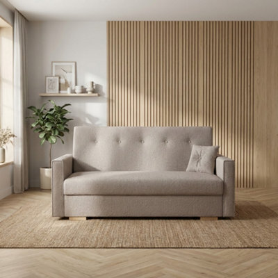 Viva Sonic Iii Sofa Bed For Living Room Particle Board With Storage Box Wooden Legs 153X100X85Cm Beige - image 1