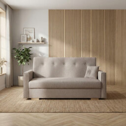 Viva Sonic Iii Sofa Bed For Living Room Particle Board With Storage Box Wooden Legs 153X100X85Cm Beige - thumbnail 1