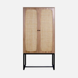 Sweeek - 165Cm Sideboard With Wood And Cane Effect Natural 80X40X165 Cm - Retro - thumbnail 2