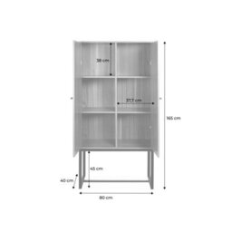 Sweeek - 165Cm Sideboard With Wood And Cane Effect Natural 80X40X165 Cm - Retro - thumbnail 8