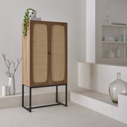 Sweeek - 165Cm Sideboard With Wood And Cane Effect Natural 80X40X165 Cm - Retro - thumbnail 5
