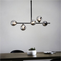 Loops Multi Arm Hanging Ceiling Pendant Light - Black Chrome Plate & Smoked Mirror Glass Shade - 5 X 3W Led G9 - thumbnail 4