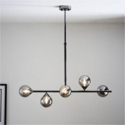 Loops Multi Arm Hanging Ceiling Pendant Light - Black Chrome Plate & Smoked Mirror Glass Shade - 5 X 3W Led G9 - thumbnail 3