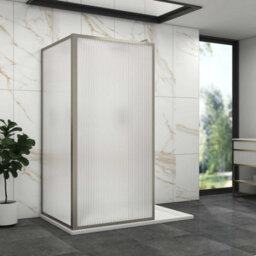 Royal Bathrooms Luxor 2 Sided Walk In Wet Room Fluted Shower Enclosure With 1200 X 800mm Stone Tray & Gun Metal Grey Frame 8mm Easy Clean Glass - thumbnail 3