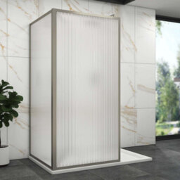 Royal Bathrooms Luxor 2 Sided Walk In Wet Room Fluted Shower Enclosure With 1200 X 800mm Stone Tray & Gun Metal Grey Frame 8mm Easy Clean Glass - thumbnail 1
