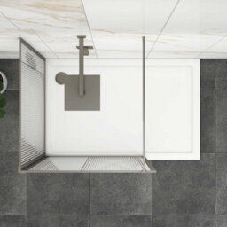 Royal Bathrooms Luxor 2 Sided Walk In Wet Room Fluted Shower Enclosure With 1200 X 800mm Stone Tray & Gun Metal Grey Frame 8mm Easy Clean Glass - thumbnail 5