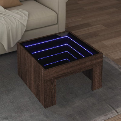 Berkfield Coffee Table With Infinity Led Brown Oak 50X50X30 Cm - image 1