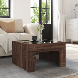 Berkfield Coffee Table With Infinity Led Brown Oak 50X50X30 Cm - thumbnail 4