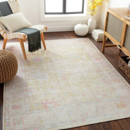 Livabliss Kemer-Washable Green Pink Blue Traditional Vintage Boho Living Dining Rug 160 X 213 Cm Easy Care, Non Shedding - thumbnail 2